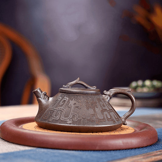 Yixing Purple Clay Teapot [Dragon Piao] | 宜兴紫砂壶 古铜泥 [龙瓢] - YIQIN TEA HOUSE 一沁茶舍  |  yiqinteahouse.com