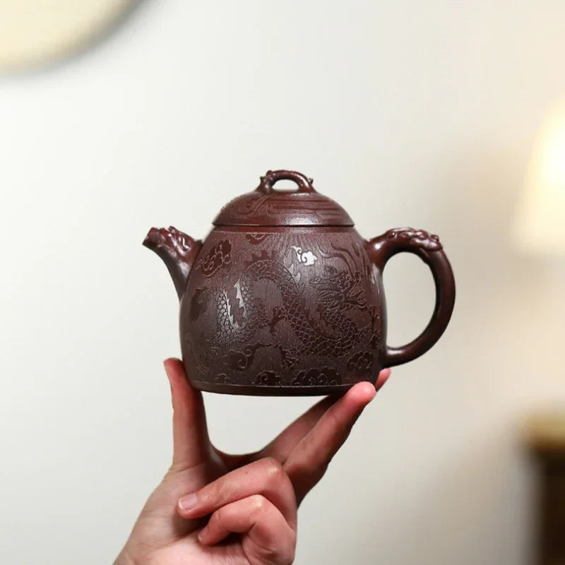 Yixing Zisha Teapot [Dragon Qin Quan] (Long Xue Sha - 380ml) - YIQIN TEA HOUSE | yiqinteahouse.com | >300ml, teapot, teaware, zisha teapot