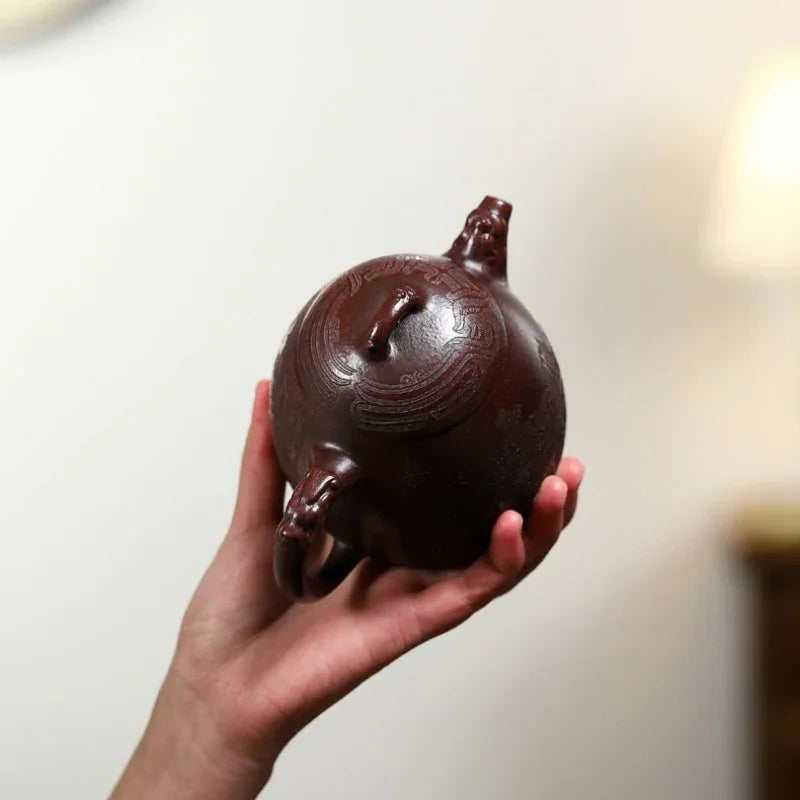 Yixing Zisha Teapot [Dragon Qin Quan] (Long Xue Sha - 380ml) - YIQIN TEA HOUSE | yiqinteahouse.com | >300ml, teapot, teaware, zisha teapot