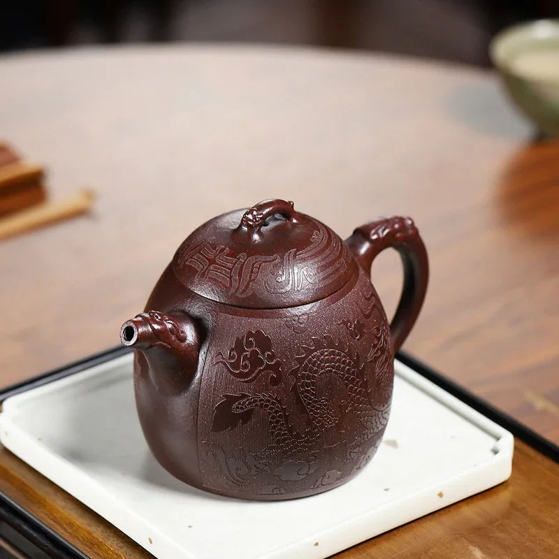 Yixing Zisha Teapot [Dragon Qin Quan] (Long Xue Sha - 380ml) - YIQIN TEA HOUSE | yiqinteahouse.com | >300ml, teapot, teaware, zisha teapot