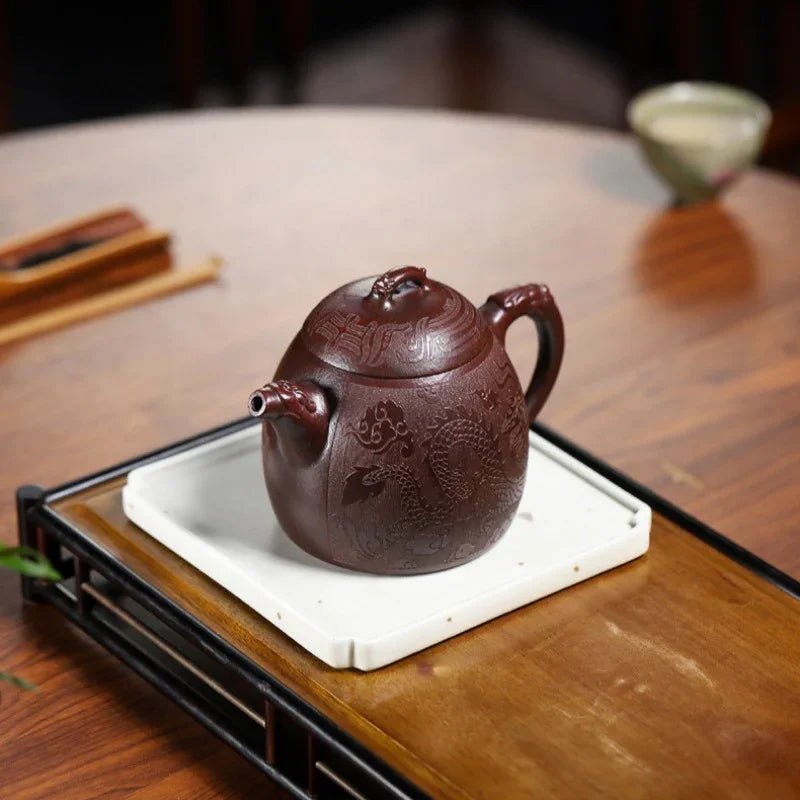 Yixing Zisha Teapot [Dragon Qin Quan] (Long Xue Sha - 380ml) - YIQIN TEA HOUSE | yiqinteahouse.com | >300ml, teapot, teaware, zisha teapot