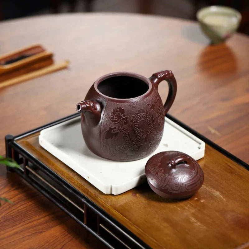 Yixing Zisha Teapot [Dragon Qin Quan] (Long Xue Sha - 380ml) - YIQIN TEA HOUSE | yiqinteahouse.com | >300ml, teapot, teaware, zisha teapot