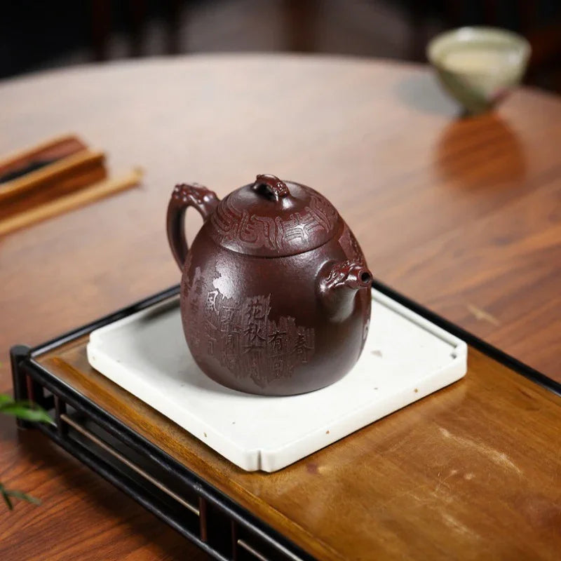 Yixing Zisha Teapot [Dragon Qin Quan] (Long Xue Sha - 380ml) - YIQIN TEA HOUSE | yiqinteahouse.com | >300ml, teapot, teaware, zisha teapot