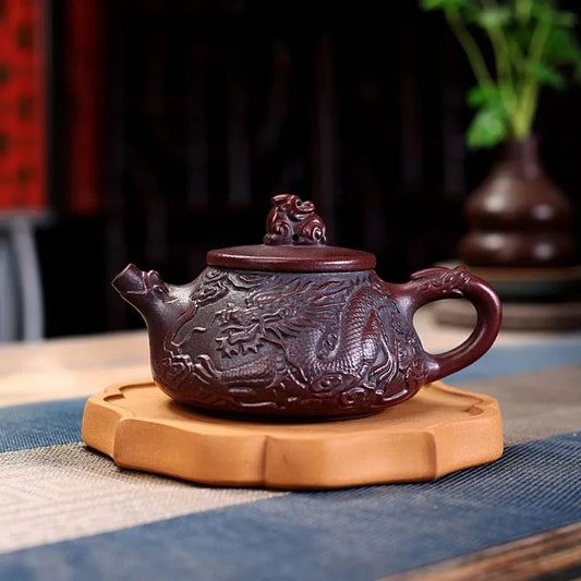 Yixing Zisha Teapot [Dragon Shi Piao] (Gu Tong Ni - 270ml) - YIQIN TEA HOUSE | yiqinteahouse.com | 200-300ml, new arrival, teapot, teaware, zisha teapot