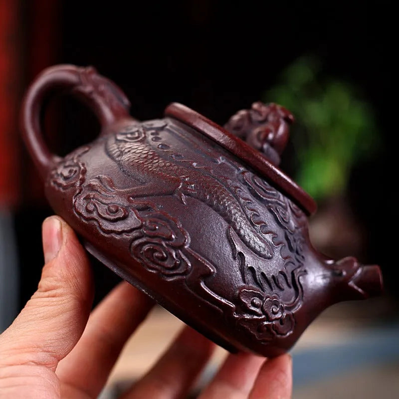 Yixing Zisha Teapot [Dragon Shi Piao] (Gu Tong Ni - 270ml) - YIQIN TEA HOUSE | yiqinteahouse.com | 200-300ml, new arrival, teapot, teaware, zisha teapot