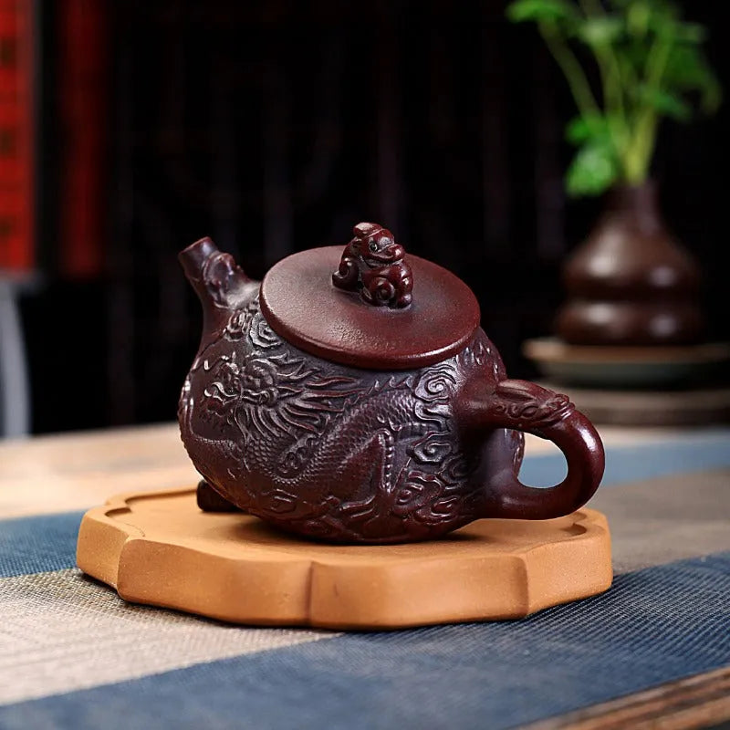 Yixing Zisha Teapot [Dragon Shi Piao] (Gu Tong Ni - 270ml) - YIQIN TEA HOUSE | yiqinteahouse.com | 200-300ml, new arrival, teapot, teaware, zisha teapot