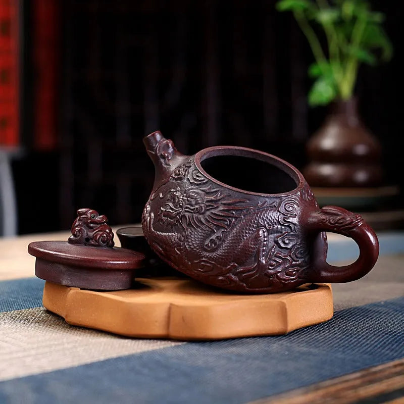 Yixing Zisha Teapot [Dragon Shi Piao] (Gu Tong Ni - 270ml) - YIQIN TEA HOUSE | yiqinteahouse.com | 200-300ml, new arrival, teapot, teaware, zisha teapot