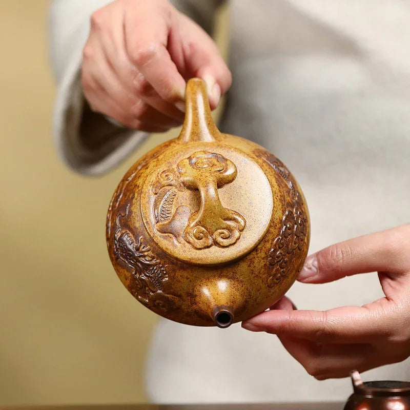 Yixing Zisha Teapot [Dragon Shi Piao] (Longgu Jin Sha - 310ml) - YIQIN TEA HOUSE | yiqinteahouse.com | >300ml, teapot, teaware, zisha teapot