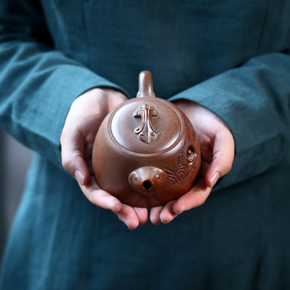 Yixing Zisha Teapot [Dunwu Damo] (High Temperature Duan Ni - 295ml) - YIQIN TEA HOUSE | yiqinteahouse.com | 200-300ml, new arrival, teapot, teaware, zisha teapot