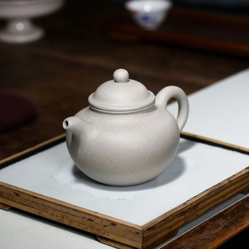 Yixing Zisha Teapot [Duo Qiu 掇球] (Bai Duan Ni - 320ml) - YIQIN TEA HOUSE | yiqinteahouse.com | >300ml, teapot, teaware, zisha teapot