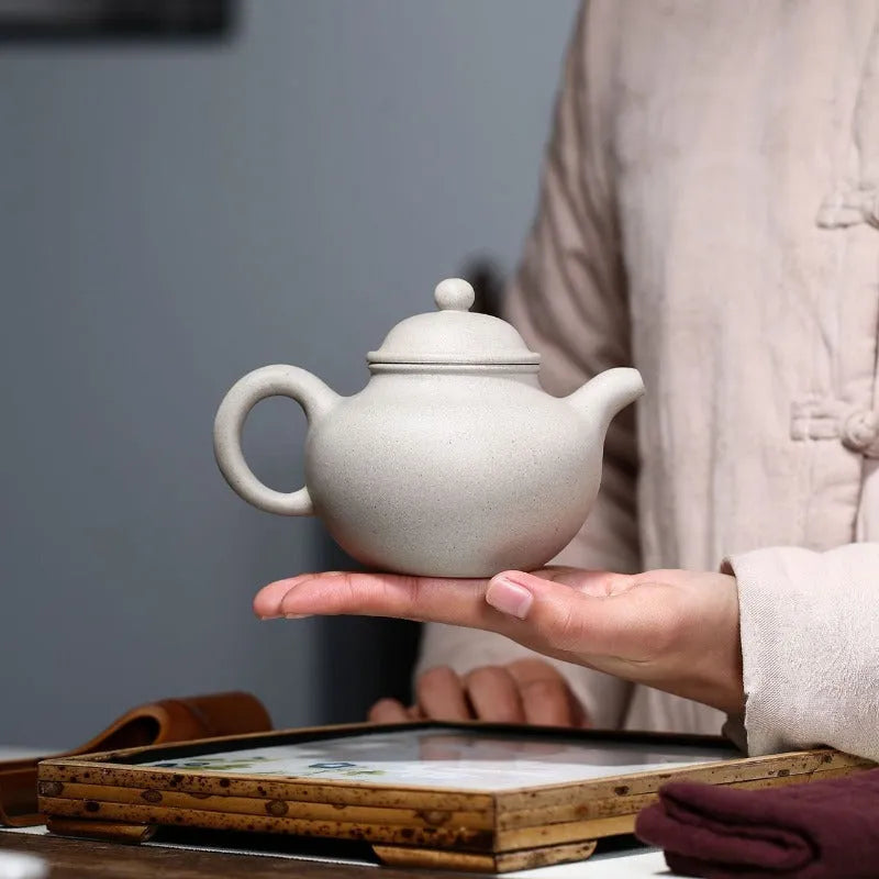 Yixing Zisha Teapot [Duo Qiu 掇球] (Bai Duan Ni - 320ml) - YIQIN TEA HOUSE | yiqinteahouse.com | >300ml, teapot, teaware, zisha teapot