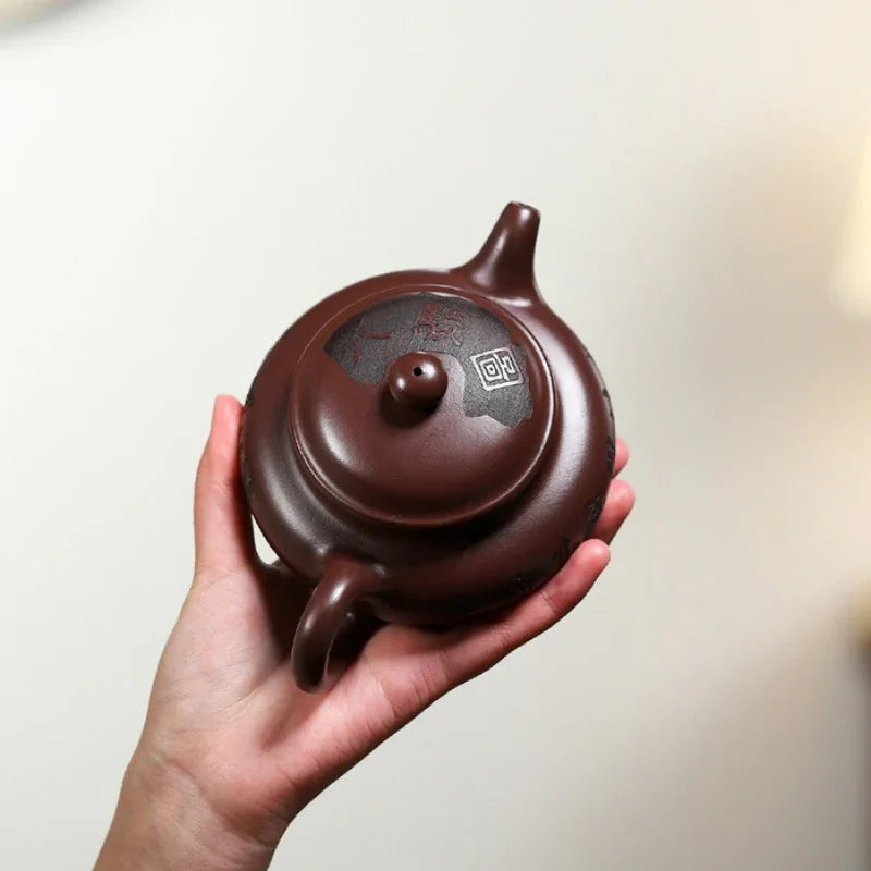 Yixing Zisha Teapot [Eight Horses Fanggu] (Zi Zhu Ni - 250ml) - YIQIN TEA HOUSE | yiqinteahouse.com | 200-300ml, teapot, teaware, zisha teapot