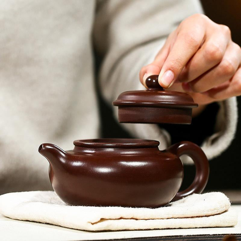 Yixing Zisha Teapot [Fanggu Pot] (Zi Zhu Ni - 240ml) - YIQIN TEA HOUSE | yiqinteahouse.com | 200-300ml, teapot, teaware, zisha teapot