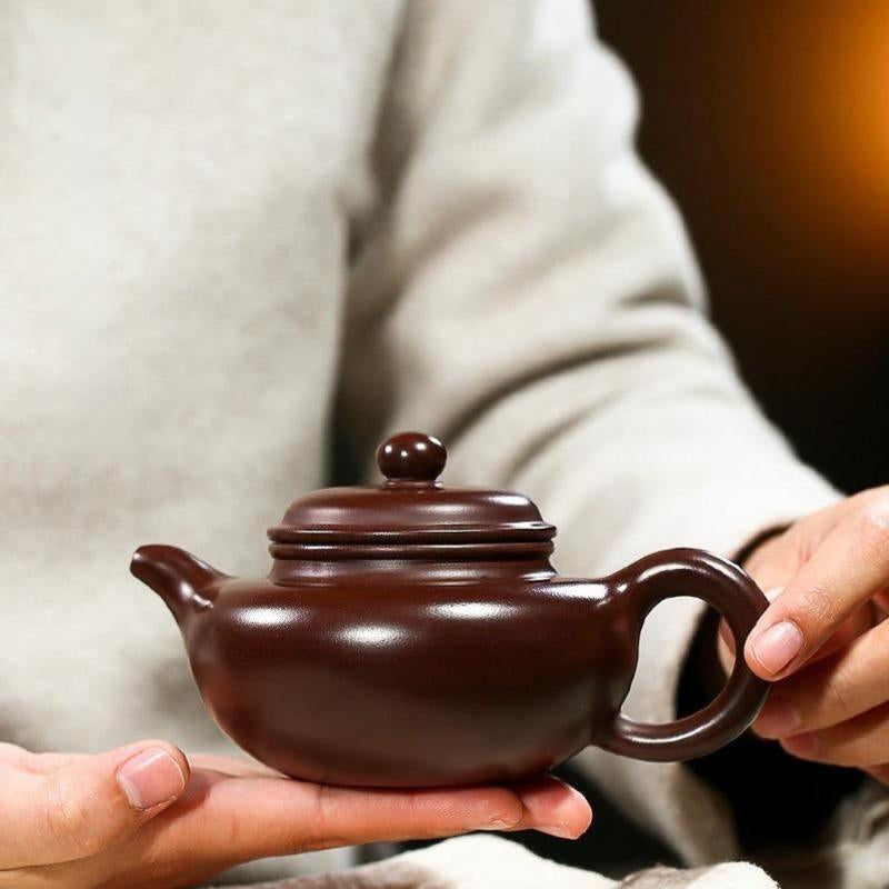 Yixing Zisha Teapot [Fanggu Pot] (Zi Zhu Ni - 240ml) - YIQIN TEA HOUSE | yiqinteahouse.com | 200-300ml, teapot, teaware, zisha teapot