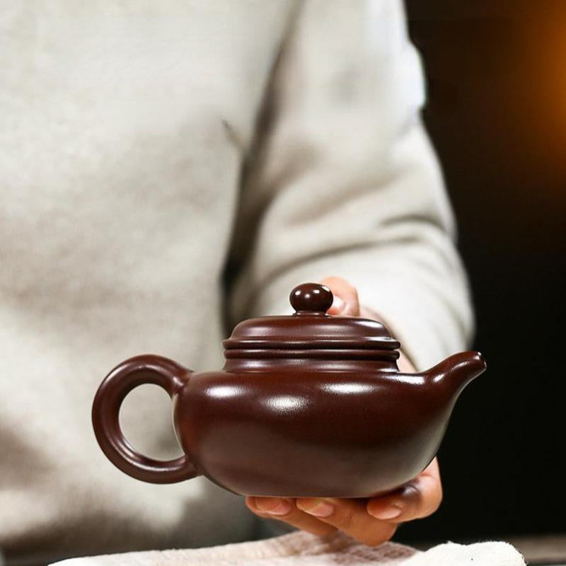 Yixing Zisha Teapot [Fanggu Pot] (Zi Zhu Ni - 240ml) - YIQIN TEA HOUSE | yiqinteahouse.com | 200-300ml, teapot, teaware, zisha teapot