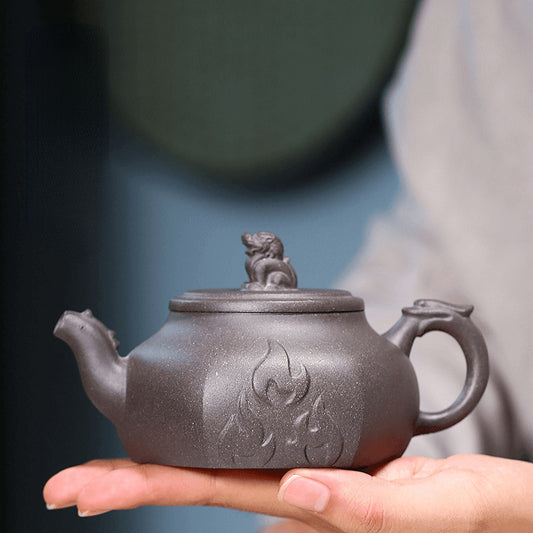 Yixing Zisha Teapot [Flame Pot] (Qinghui Ni - 200ml) - YIQIN TEA HOUSE | yiqinteahouse.com | 200-300ml, teapot, teaware, zisha teapot