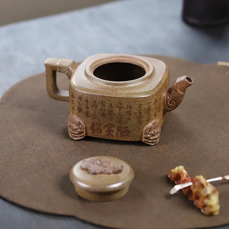 Yixing Zisha Teapot [Four Legs Dragon] (Duan Ni Firewood Firing - 400ml) - YIQIN TEA HOUSE | yiqinteahouse.com | >300ml, teapot, teaware, zisha teapot