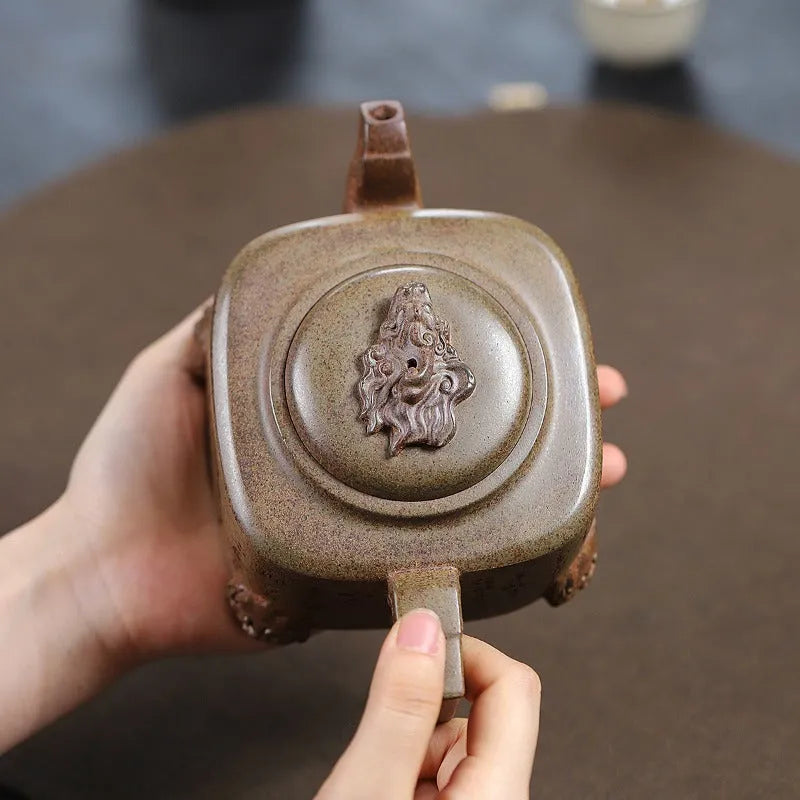 Yixing Zisha Teapot [Four Legs Dragon] (Duan Ni Firewood Firing - 400ml) - YIQIN TEA HOUSE | yiqinteahouse.com | >300ml, teapot, teaware, zisha teapot