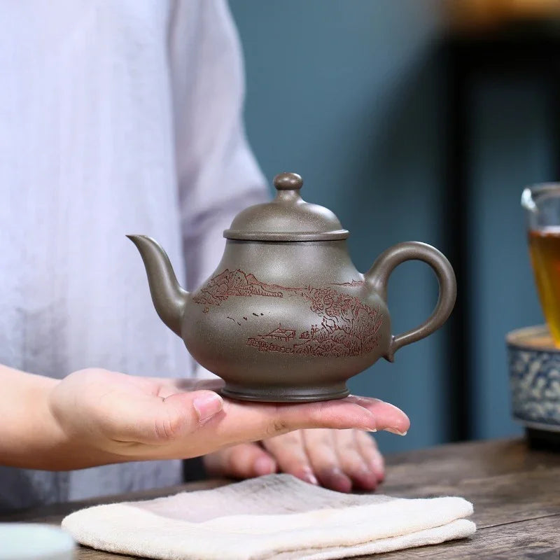 Yixing Zisha Teapot [Gao Pan Hu] (Xue Ke Qing - 300ml)