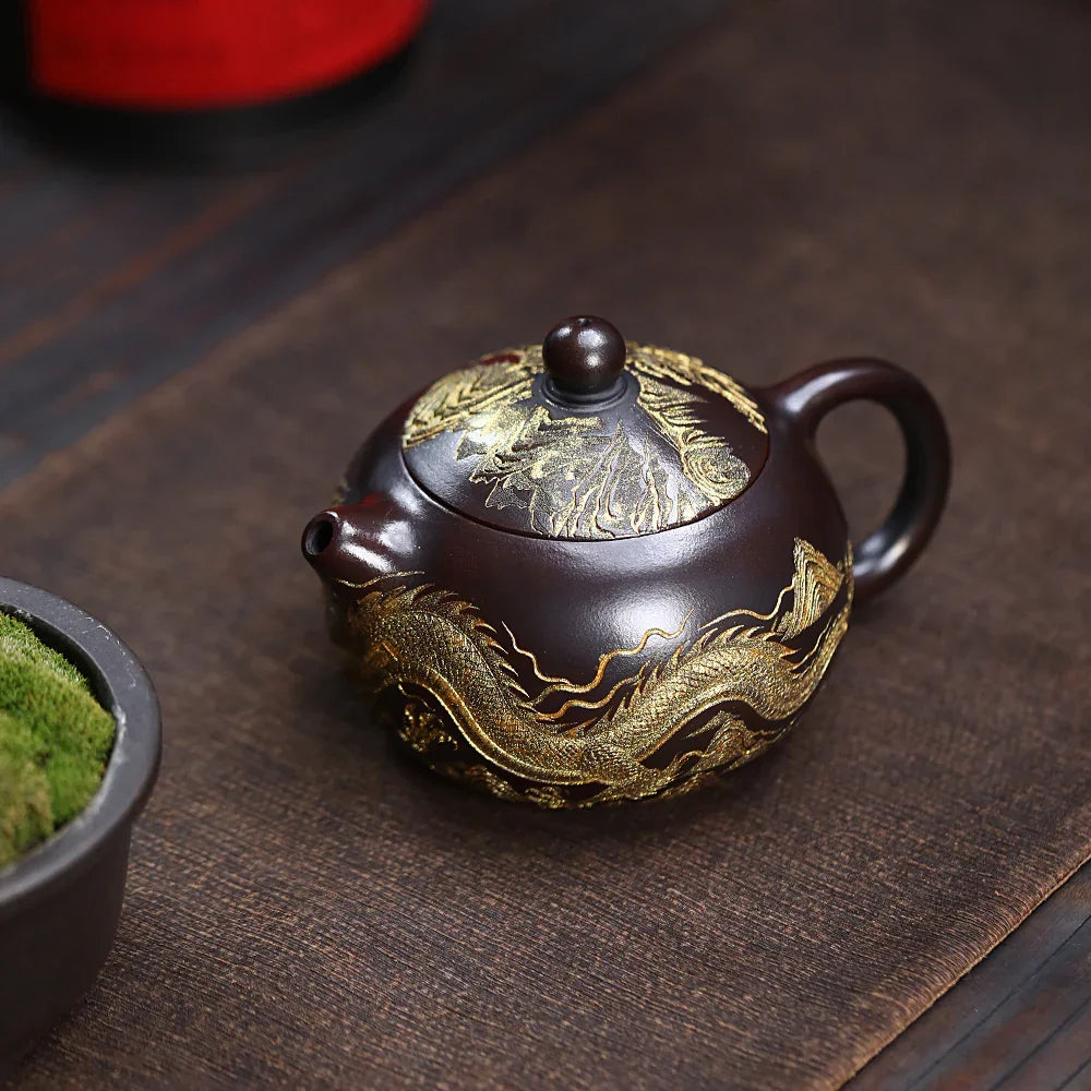 Théière Yixing Zisha [Dragon doré Xishi] (Gu Hong Ni - 300 ml)