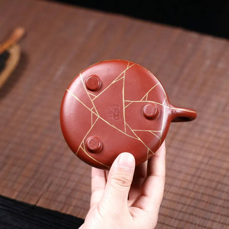 Yixing Zisha Teapot [Gold Line Shi Piao] (Dahongpao - 200ml) - YIQIN TEA HOUSE | yiqinteahouse.com | 200-300ml, new arrival, teapot, teaware, zisha teapot