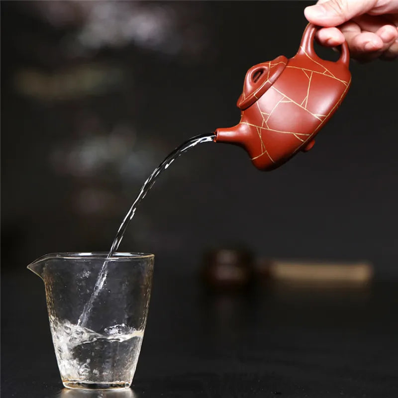 Yixing Zisha Teapot [Gold Line Shi Piao] (Dahongpao - 200ml) - YIQIN TEA HOUSE | yiqinteahouse.com | 200-300ml, new arrival, teapot, teaware, zisha teapot