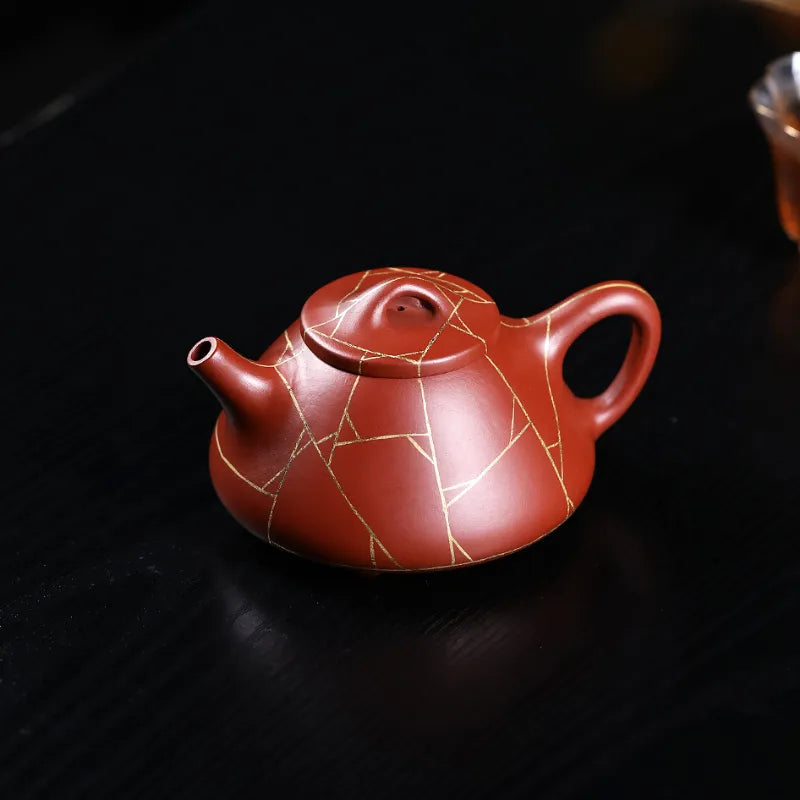 Yixing Zisha Teapot [Gold Line Shi Piao] (Dahongpao - 200ml) - YIQIN TEA HOUSE | yiqinteahouse.com | 200-300ml, new arrival, teapot, teaware, zisha teapot