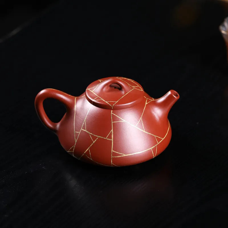 Yixing Zisha Teapot [Gold Line Shi Piao] (Dahongpao - 200ml) - YIQIN TEA HOUSE | yiqinteahouse.com | 200-300ml, new arrival, teapot, teaware, zisha teapot