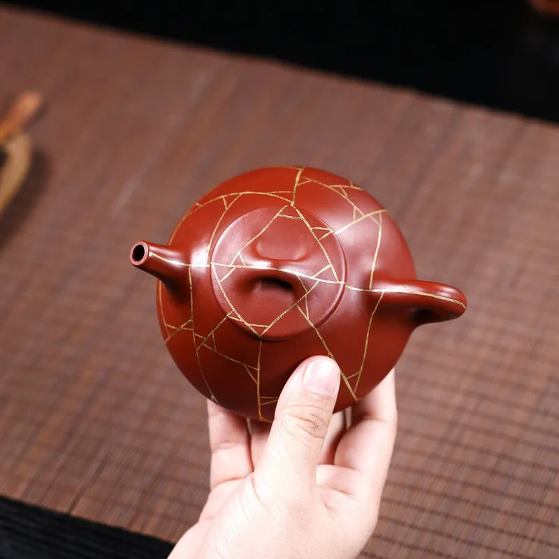 Yixing Zisha Teapot [Gold Line Shi Piao] (Dahongpao - 200ml) - YIQIN TEA HOUSE | yiqinteahouse.com | 200-300ml, new arrival, teapot, teaware, zisha teapot