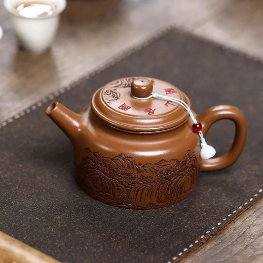 Yixing Zisha Teapot [Guan Shan] (Chijin Zhu Ni - 450ml)
