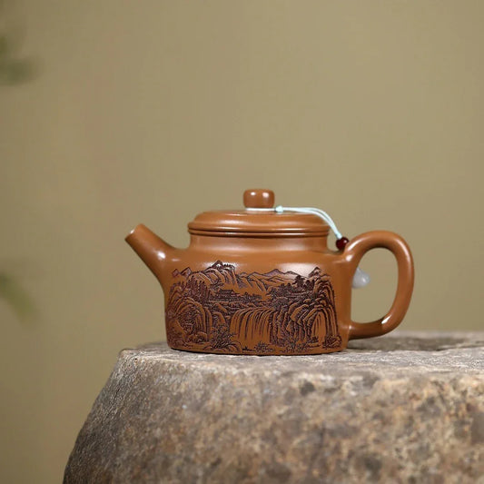 Yixing Zisha Teapot [Guan Shan] (Chijin Zhu Ni - 450ml)