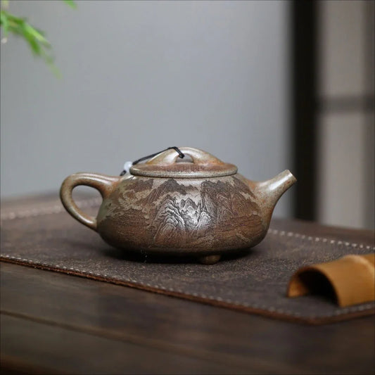 Yixing Zisha Teapot [Guanshan Jingzhou Shi Piao] (Chenxiang Ni Firewood Firing - 580ml)