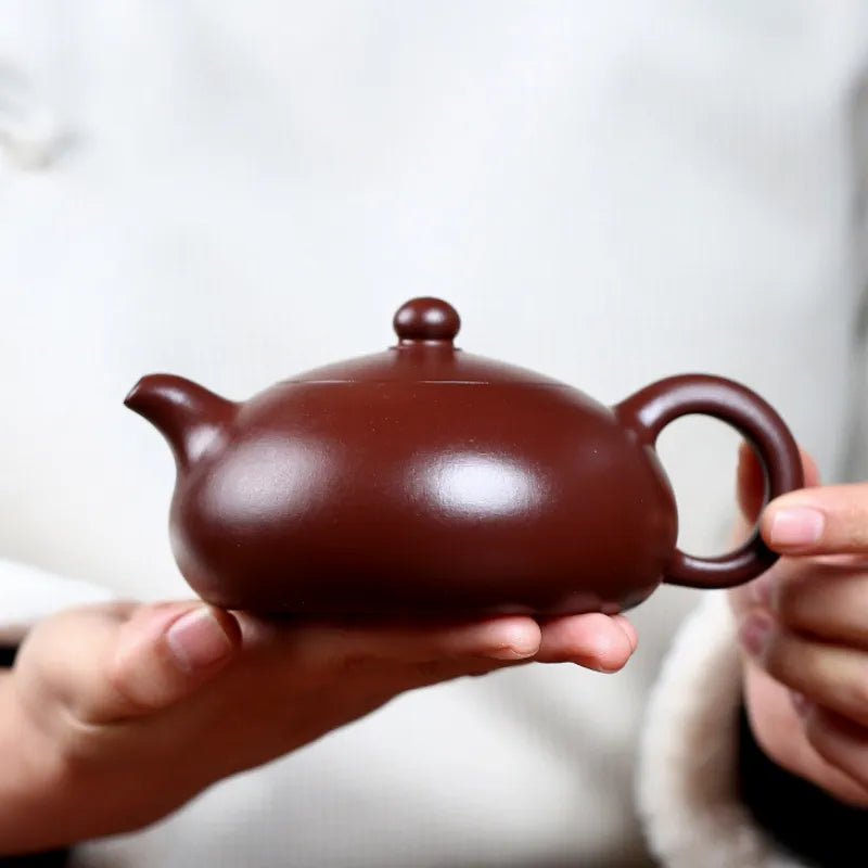 Yixing Zisha Teapot [Half Moon Pot] (Lao Zi Ni - 325ml) - YIQIN TEA HOUSE | yiqinteahouse.com | >300ml, new arrival, teapot, teaware, zisha teapot