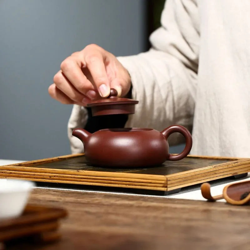 Yixing Zisha Teapot [Half Moon Pot] (Zi Zhu Ni - 150ml) - YIQIN TEA HOUSE | yiqinteahouse.com | <200ml, new arrival, teapot, teaware, zisha teapot