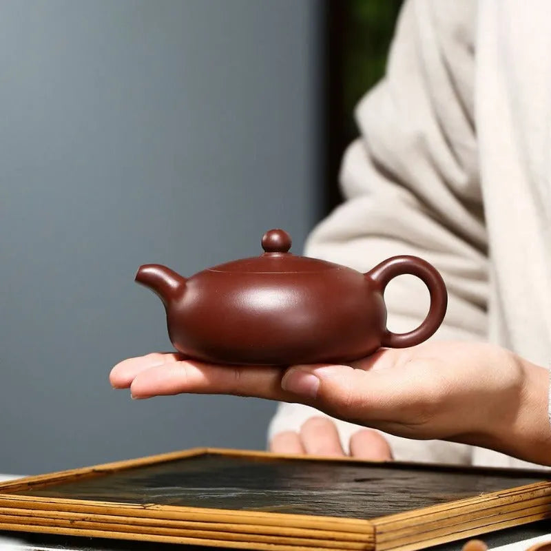 Yixing Zisha Teapot [Half Moon Pot] (Zi Zhu Ni - 150ml) - YIQIN TEA HOUSE | yiqinteahouse.com | <200ml, new arrival, teapot, teaware, zisha teapot