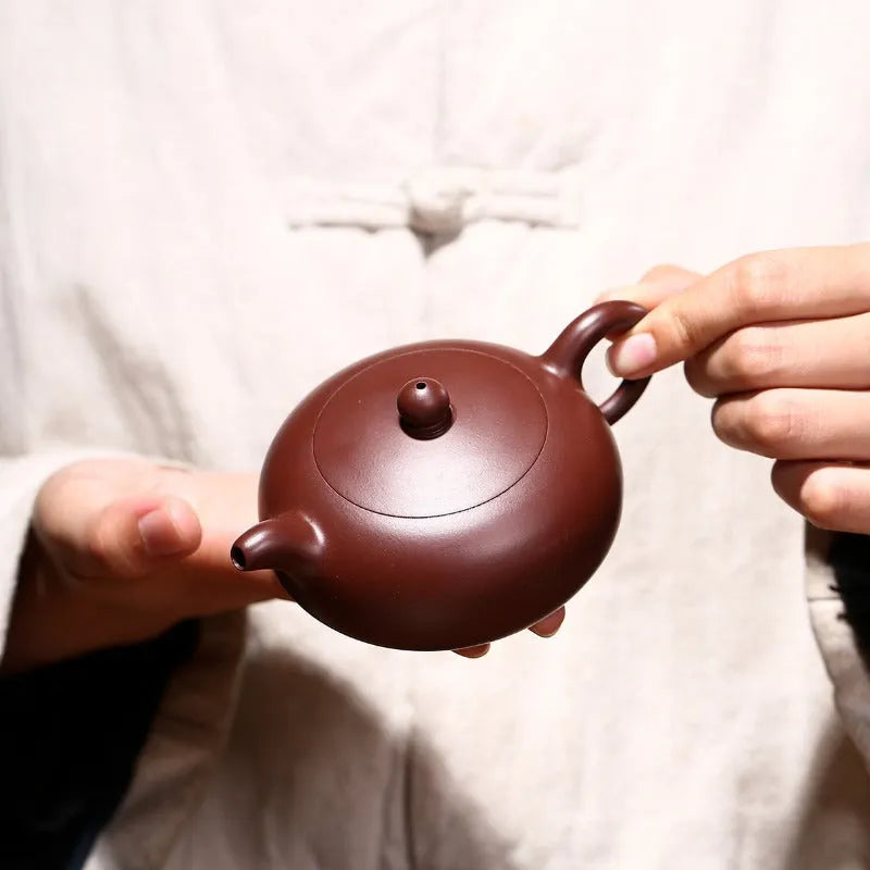 Yixing Zisha Teapot [Half Moon Pot] (Zi Zhu Ni - 150ml) - YIQIN TEA HOUSE | yiqinteahouse.com | <200ml, new arrival, teapot, teaware, zisha teapot