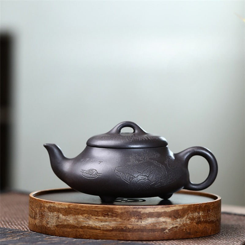 Yixing Zisha Teapot [Han Tang Shi Piao] (Hei Jin Sha - 200ml) - YIQIN TEA HOUSE | yiqinteahouse.com | 200-300ml, teapot, teaware, zisha teapot