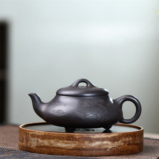 Yixing Zisha Teapot [Han Tang Shi Piao] (Hei Jin Sha - 200ml) - YIQIN TEA HOUSE | yiqinteahouse.com | 200-300ml, teapot, teaware, zisha teapot