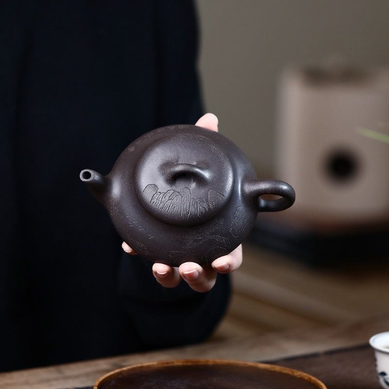 Yixing Zisha Teapot [Han Tang Shi Piao] (Hei Jin Sha - 200ml) - YIQIN TEA HOUSE | yiqinteahouse.com | 200-300ml, teapot, teaware, zisha teapot