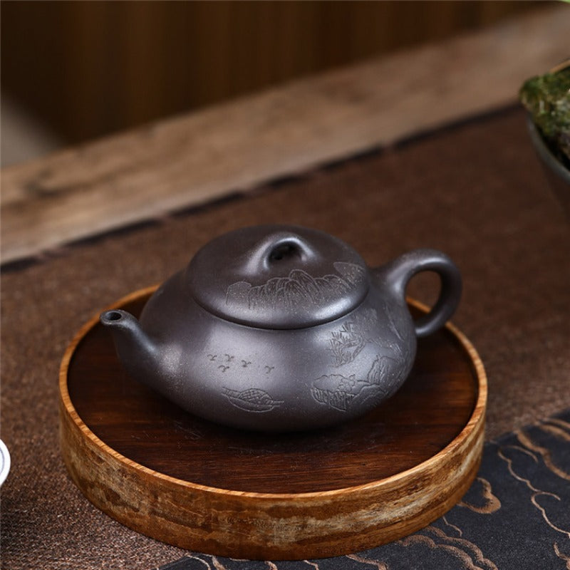 Yixing Zisha Teapot [Han Tang Shi Piao] (Hei Jin Sha - 200ml) - YIQIN TEA HOUSE | yiqinteahouse.com | 200-300ml, teapot, teaware, zisha teapot