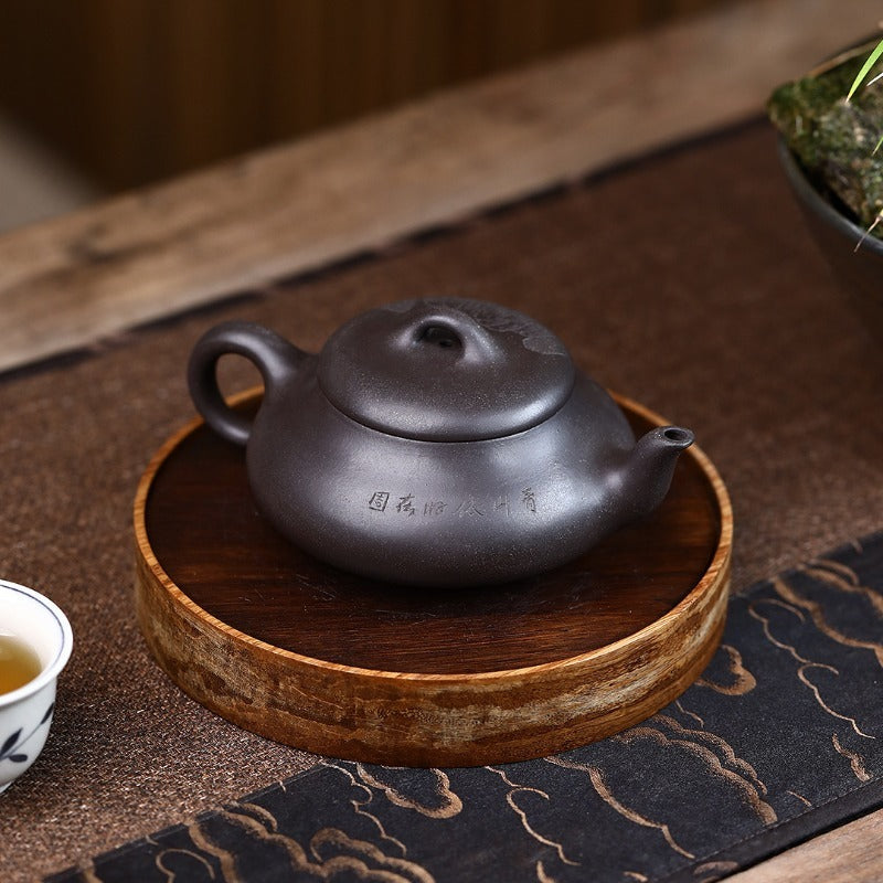 Yixing Zisha Teapot [Han Tang Shi Piao] (Hei Jin Sha - 200ml) - YIQIN TEA HOUSE | yiqinteahouse.com | 200-300ml, teapot, teaware, zisha teapot