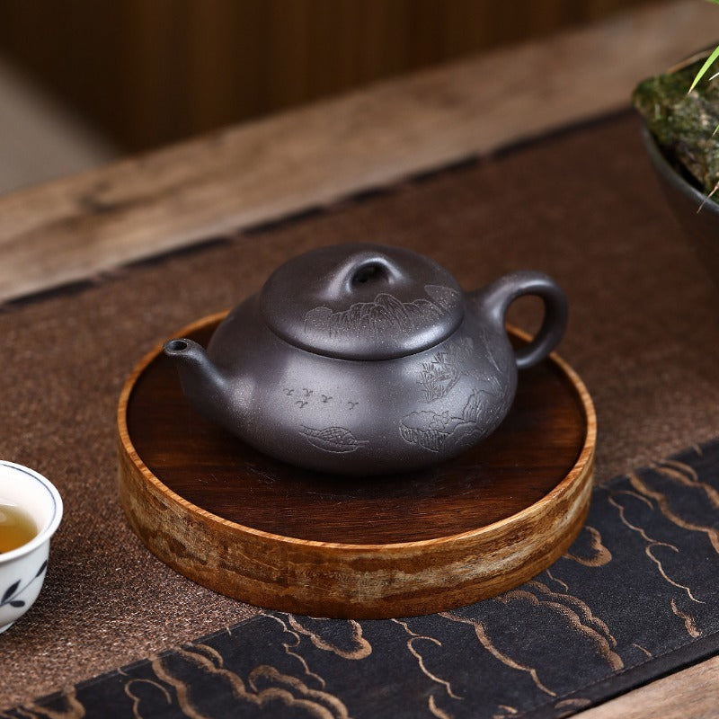 Yixing Zisha Teapot [Han Tang Shi Piao] (Hei Jin Sha - 200ml) - YIQIN TEA HOUSE | yiqinteahouse.com | 200-300ml, teapot, teaware, zisha teapot