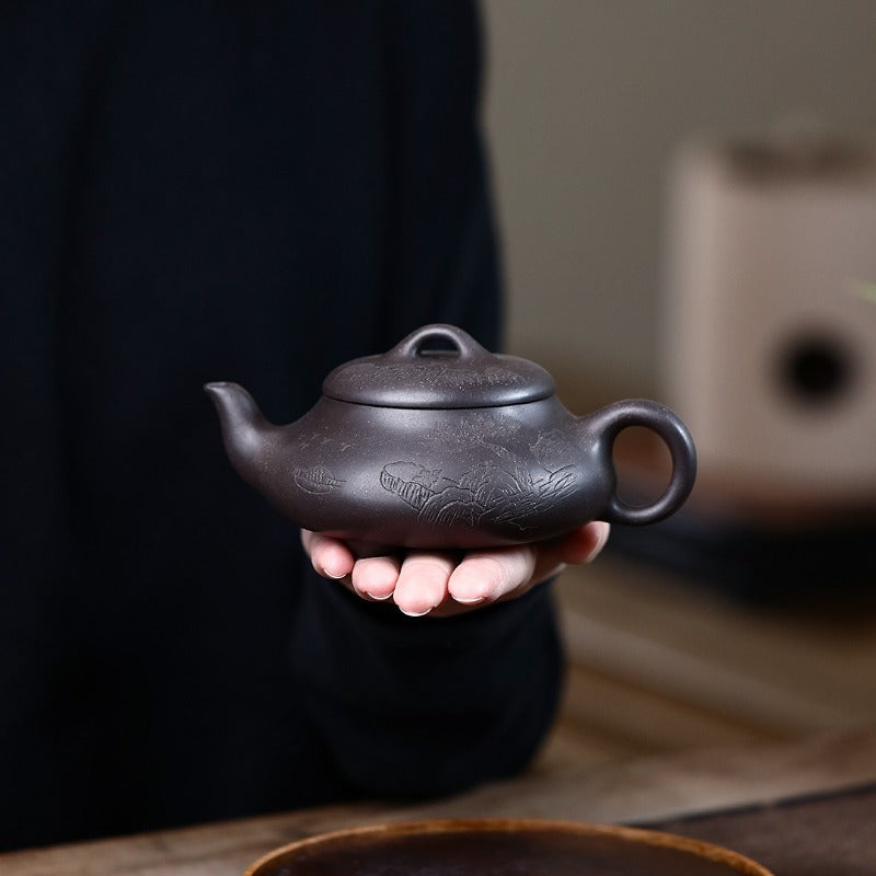 Yixing Zisha Teapot [Han Tang Shi Piao] (Hei Jin Sha - 200ml) - YIQIN TEA HOUSE | yiqinteahouse.com | 200-300ml, teapot, teaware, zisha teapot