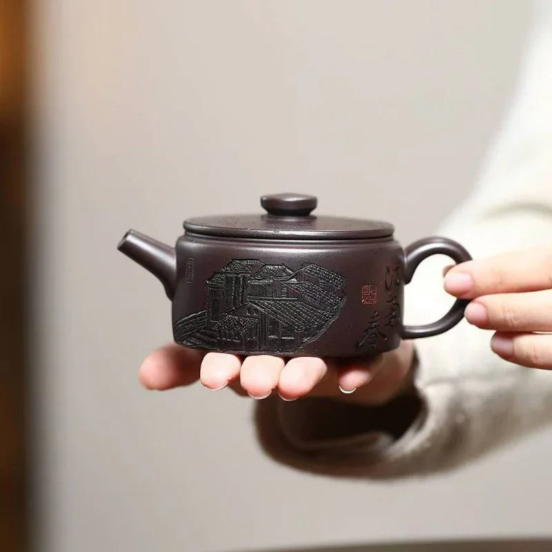 Yixing Zisha Teapot [Jiangnan Hanwa] (Chi Long Xue Sha - 150ml) - YIQIN TEA HOUSE | yiqinteahouse.com | <200ml, teapot, teaware, zisha teapot