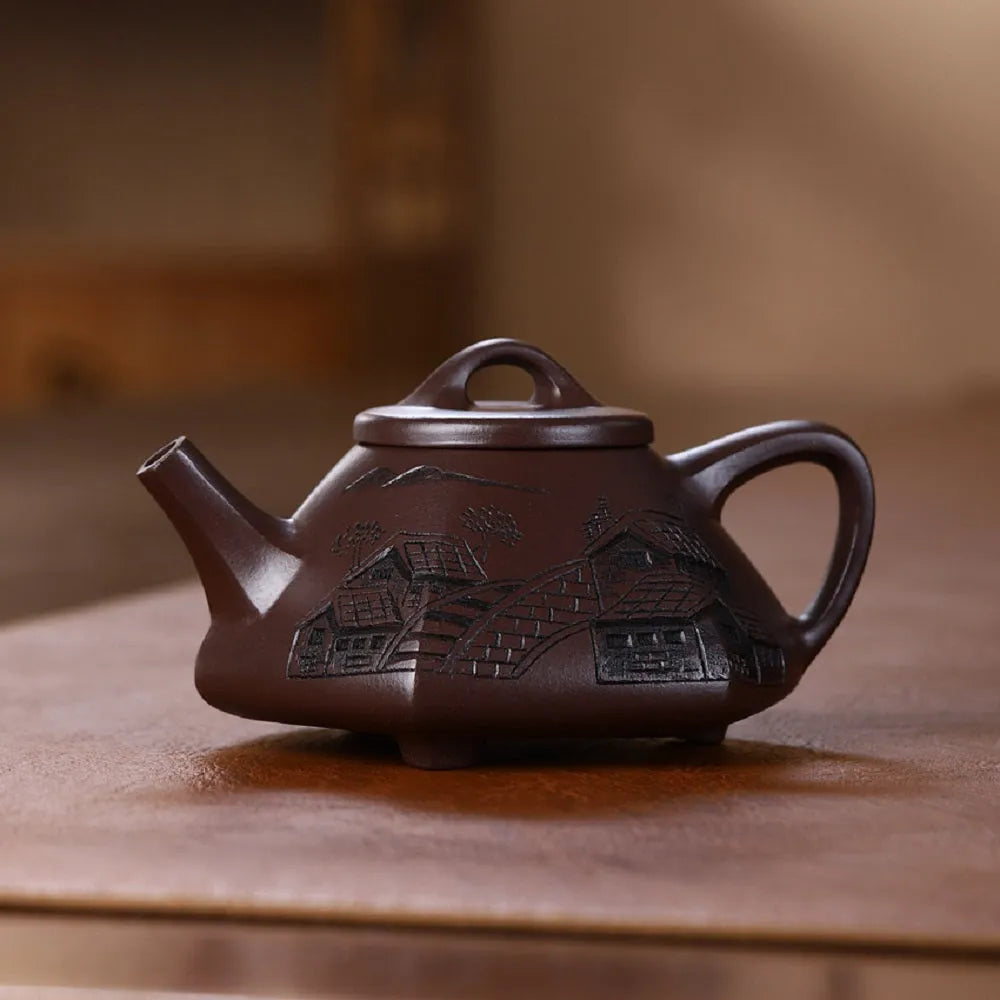 Yixing Zisha Teapot [Jiangnan Liufang Ziye Shi Piao] (Zi Ni - 220ml) - YIQIN TEA HOUSE | yiqinteahouse.com | 200-300ml, new arrival, teapot, teaware, zisha teapot