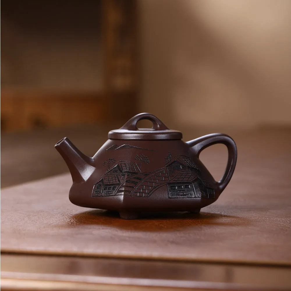 Yixing Zisha Teapot [Jiangnan Liufang Ziye Shi Piao] (Zi Ni - 220ml) - YIQIN TEA HOUSE | yiqinteahouse.com | 200-300ml, new arrival, teapot, teaware, zisha teapot