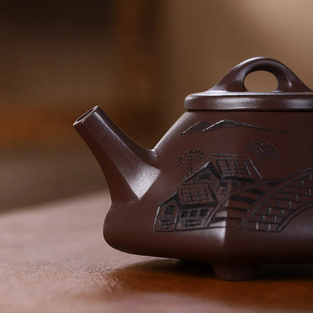 Yixing Zisha Teapot [Jiangnan Liufang Ziye Shi Piao] (Zi Ni - 220ml) - YIQIN TEA HOUSE | yiqinteahouse.com | 200-300ml, new arrival, teapot, teaware, zisha teapot