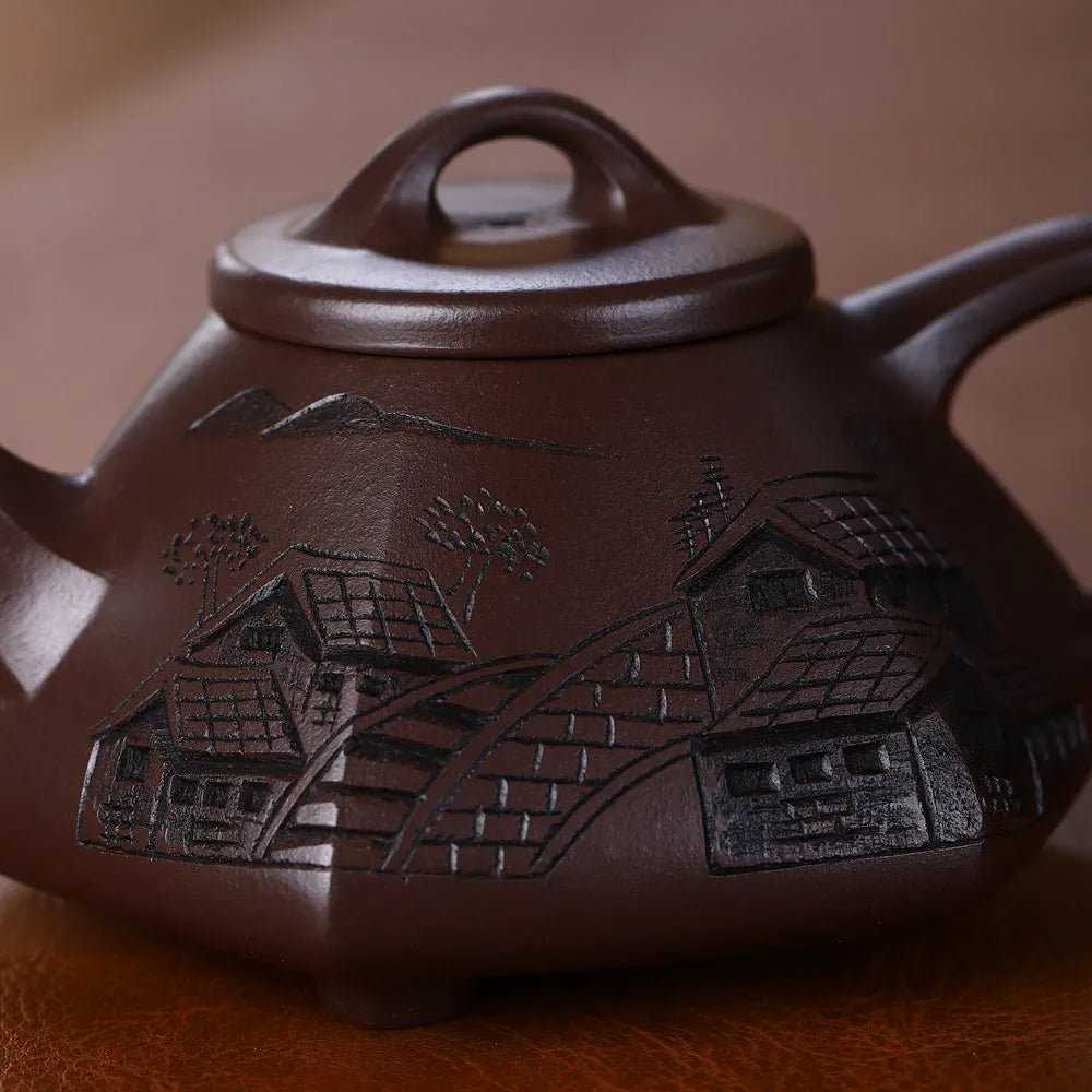 Yixing Zisha Teapot [Jiangnan Liufang Ziye Shi Piao] (Zi Ni - 220ml) - YIQIN TEA HOUSE | yiqinteahouse.com | 200-300ml, new arrival, teapot, teaware, zisha teapot