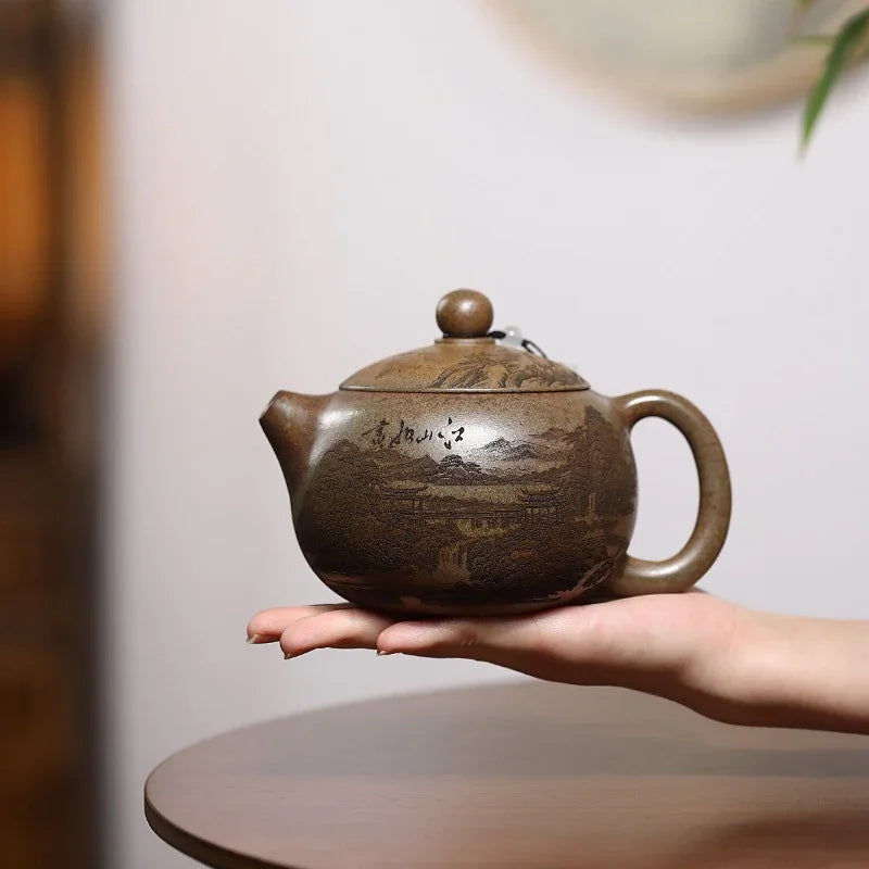 Teko Zisha Yixing [Jiangshan Ru Hua Xishi] (Chenxiang Ni Pembakaran Kayu Api - 550ml)