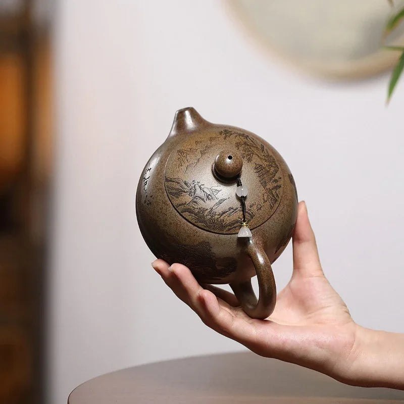Teko Zisha Yixing [Jiangshan Ru Hua Xishi] (Chenxiang Ni Pembakaran Kayu Api - 550ml)